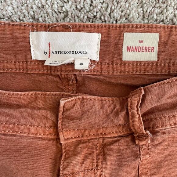 Anthropologie The Wanderer Chino Pants Burn Orange Size 28 Cotton Linen - Picture 5 of 15